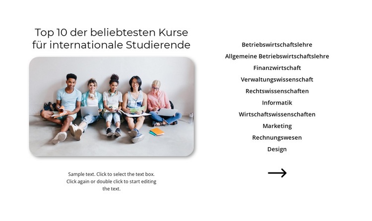 Beliebte Kurse Website-Modell