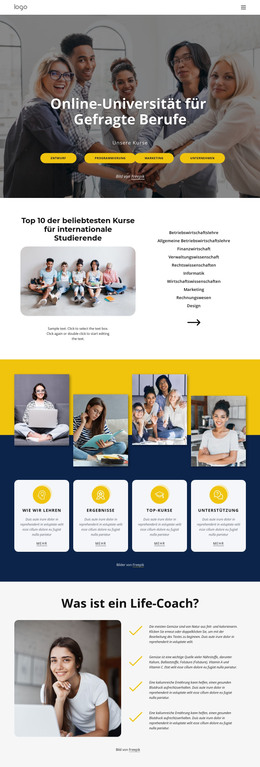 Online-Hochschulstudium – Webvorlage