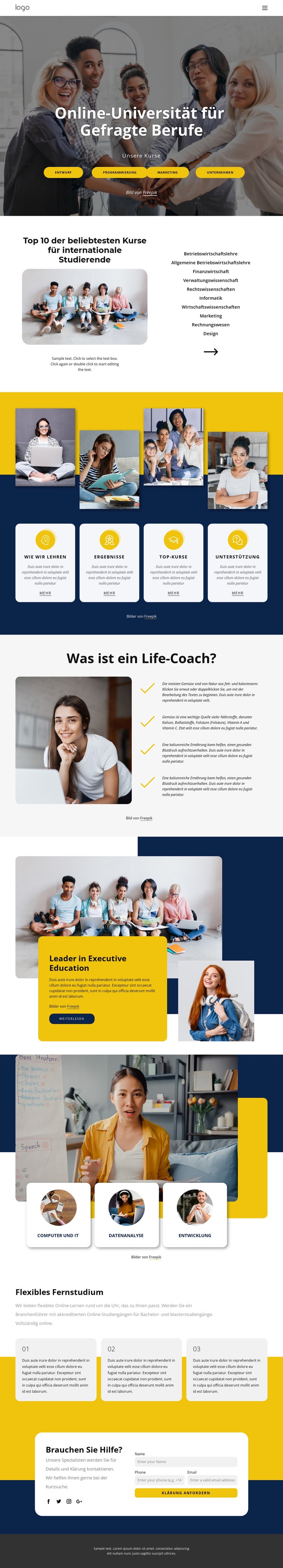 Online-Hochschulstudium Website Builder-Vorlagen