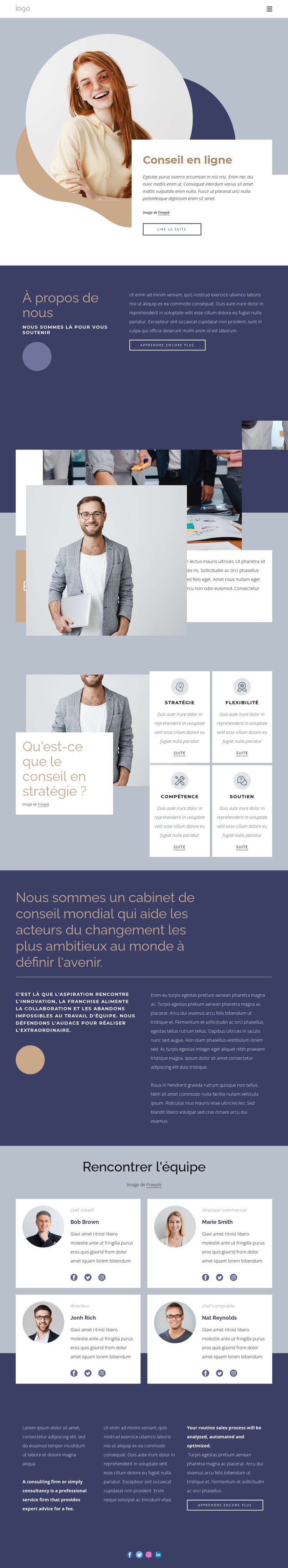 Services de consultation financière Page de destination