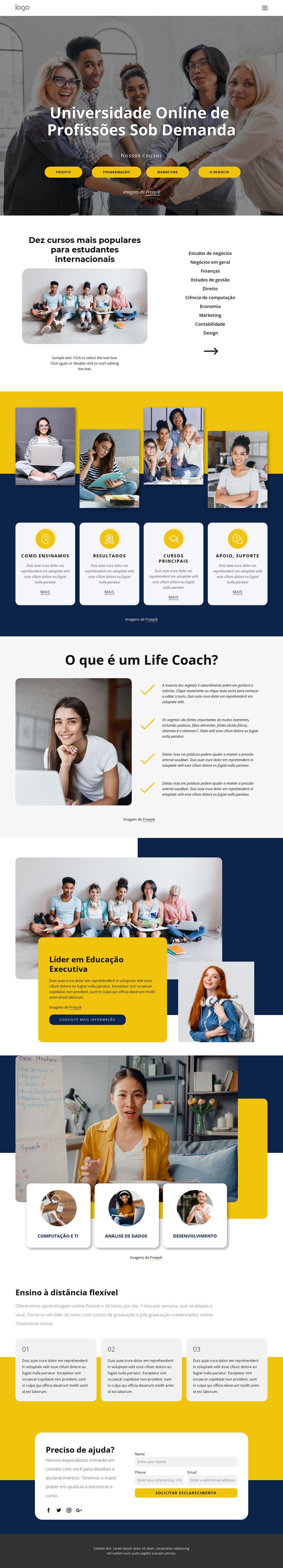 Estudos universitários online Modelo