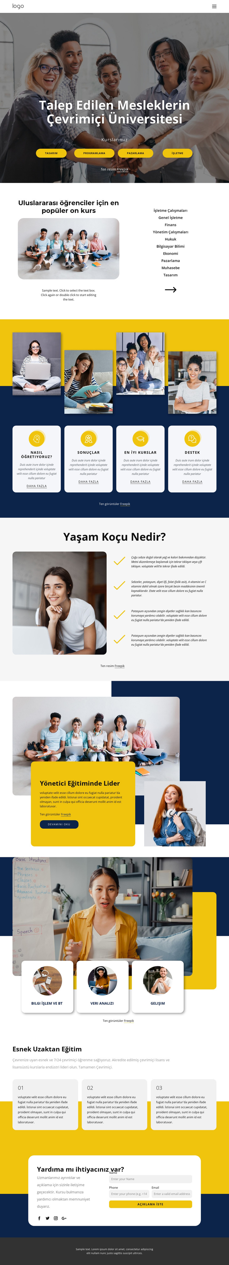 Çevrimiçi üniversite çalışmaları Web Sitesi Şablonu