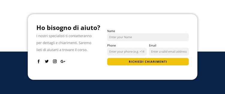 I nostri specialisti ti contatteranno Modello HTML5
