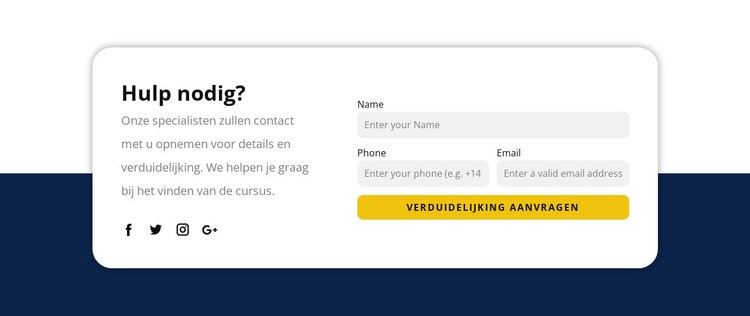 Onze specialisten nemen contact met u op Sjabloon voor één pagina