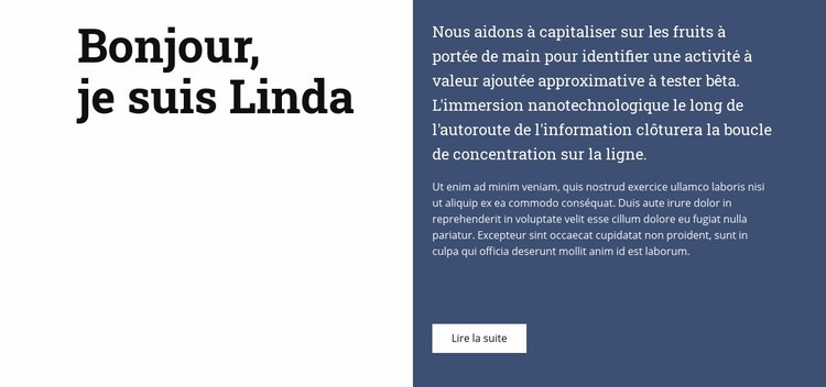 À propos de Linda Modèle de site Web