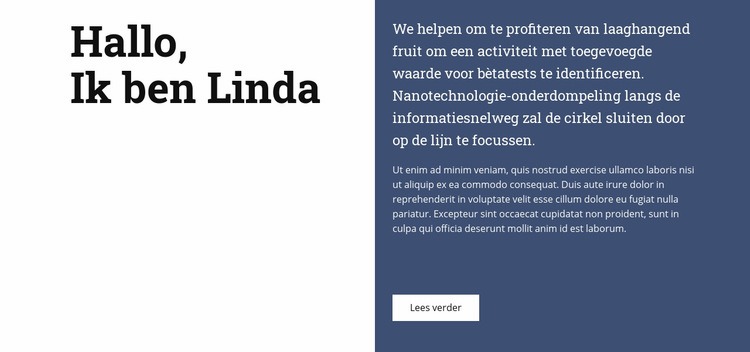 Over Linda Sjabloon voor één pagina