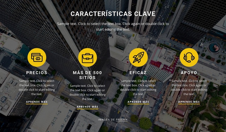 Nuestras caracteristicas clave Creador de sitios web HTML