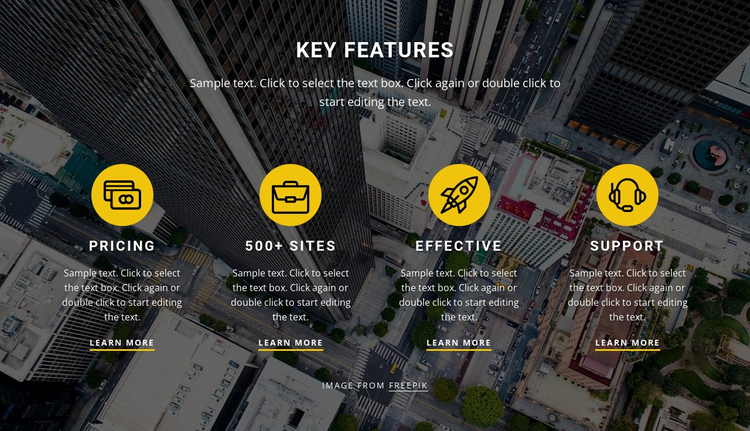 Our key features One Page Template