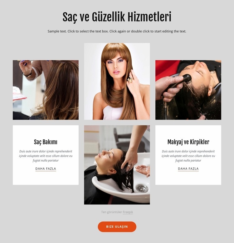 Saç ve güzellik hizmetleri Html Web Sitesi Oluşturucu