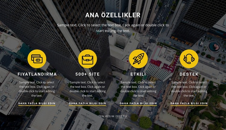 Temel özelliklerimiz Web Sitesi Mockup'ı