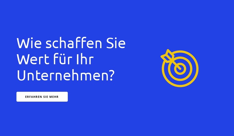 Überschrift und großes Symbol Landing Page