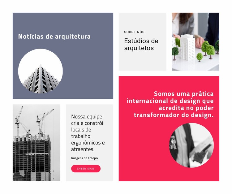 Grade com imagens circulares Design do site