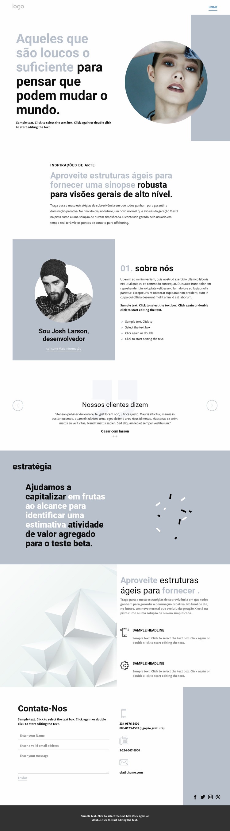 Arte criativa de inovação em estúdio Design do site