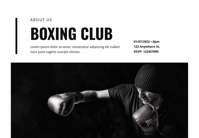 Boxing club Elementor Template Alternative