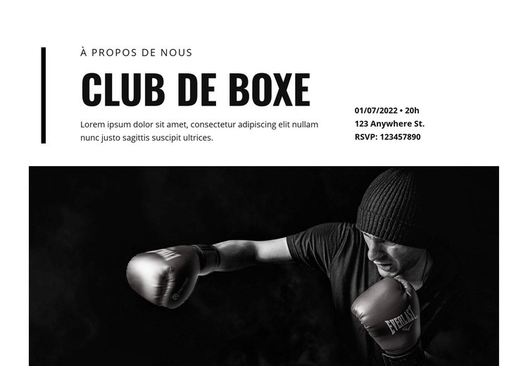 Club de boxe Maquette de site Web