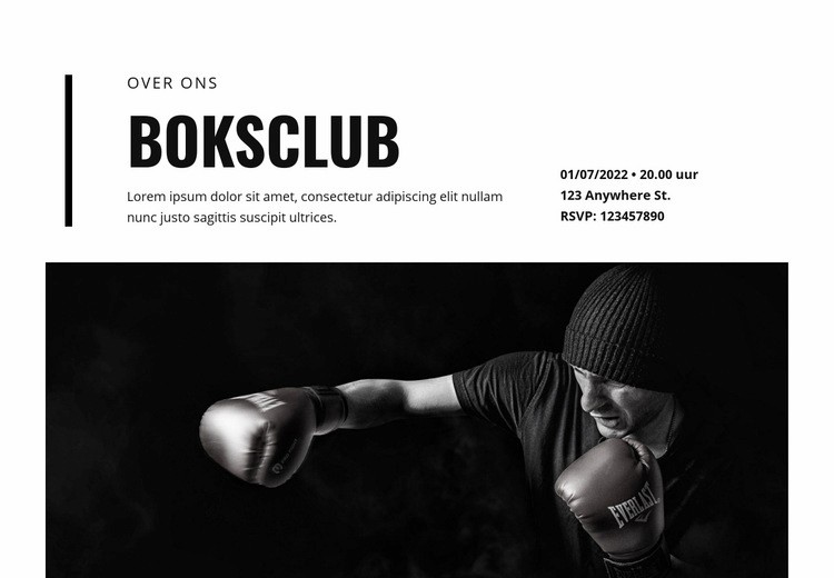 Boksclub Website Builder-sjablonen