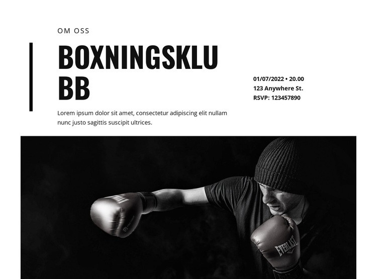 Boxningsklubb Webbplats mall