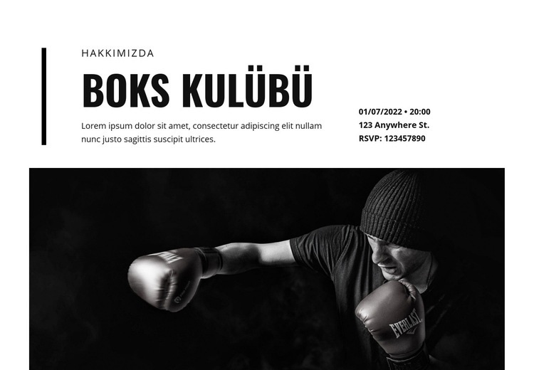 Boks kulübü Web sitesi tasarımı