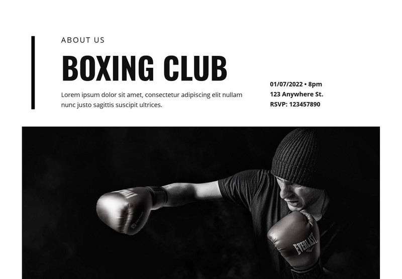 Boxing club Web Page Designer