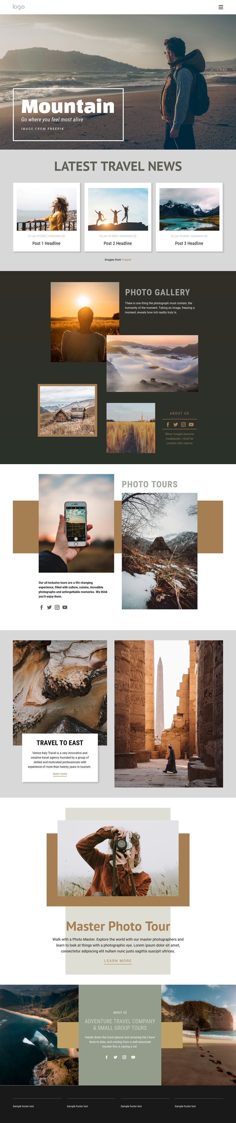 Mountain advanture travel One Page Template