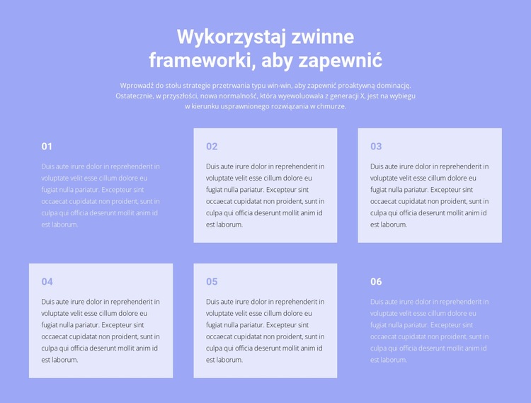 Sześć tekstów o biznesie Szablon HTML5