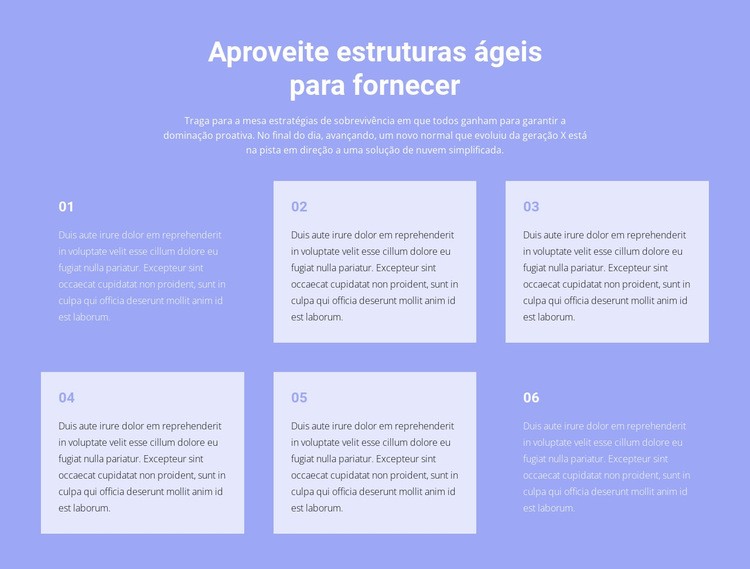 Seis textos sobre negócios Maquete do site