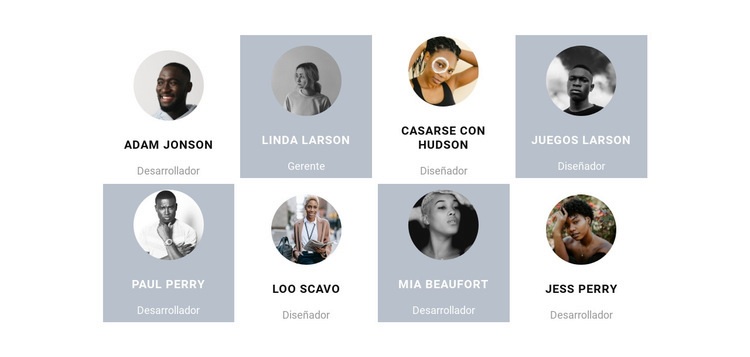 Ocho personas del equipo Creador de sitios web HTML