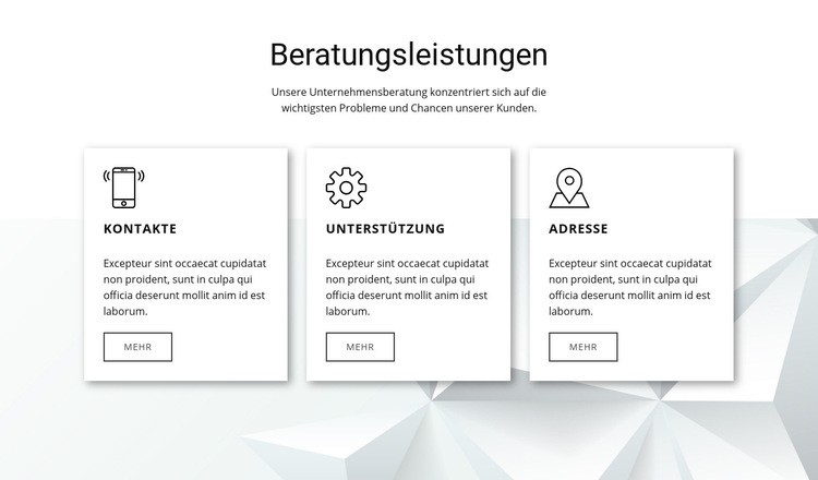 Unsere Beratungsfunktionen Website Builder-Vorlagen