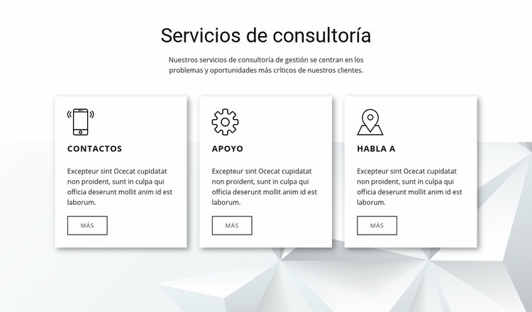 Nuestras características de consultoría Maqueta de sitio web
