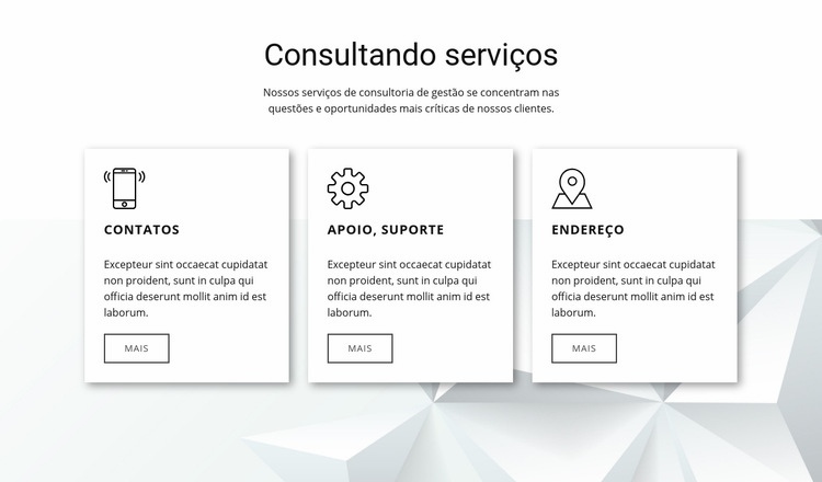 Nossos recursos de consultoria Design do site
